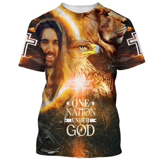 Jesus Laugh One Nation Under God All Over Print 3D T Shirt For Men And Women, Christian T-Shirt, Faith Shirt