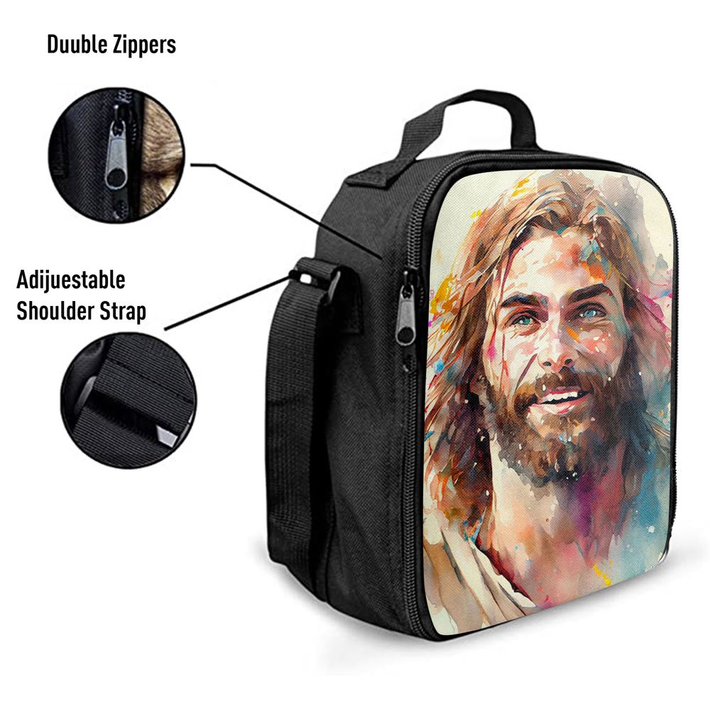Jesus Laughing Lunch Bag - Jesus Art, Christian Lunch Box For School, Picnic
