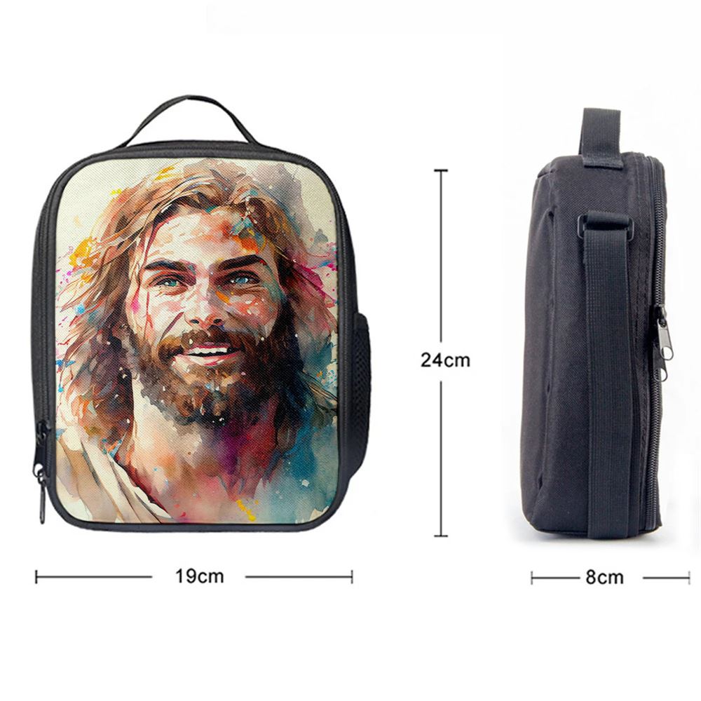 Jesus Laughing Lunch Bag - Jesus Art, Christian Lunch Box For School, Picnic