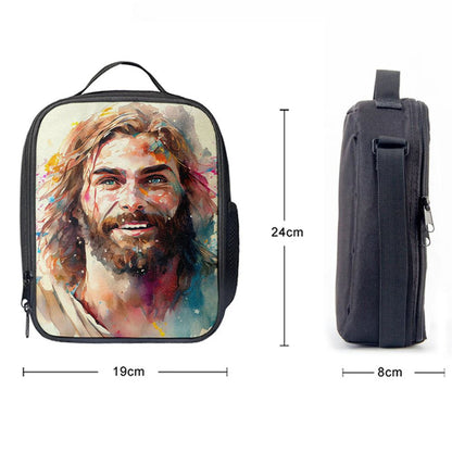 Jesus Laughing Lunch Bag - Jesus Art, Christian Lunch Box For School, Picnic