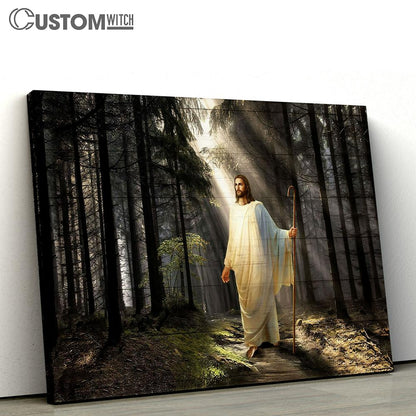 Jesus Light In Miracle Forest Canvas Art - Christian Wall Art Decor - Bible Verse Canvas