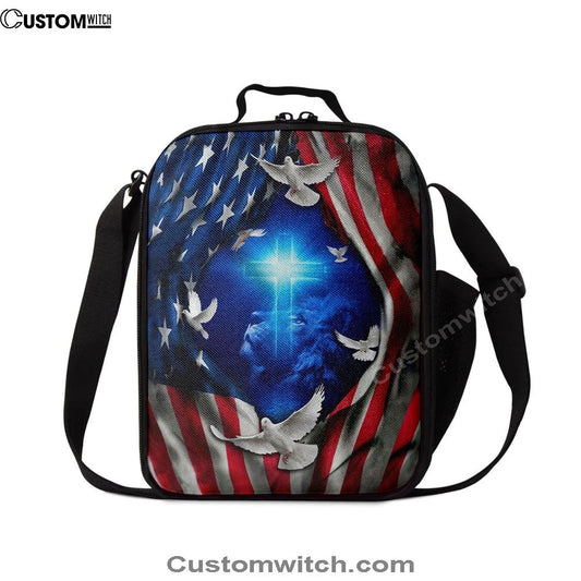 Jesus Lion American Flag Of Faith Lunch Bag, Christian Lunch Box For School, Picnic