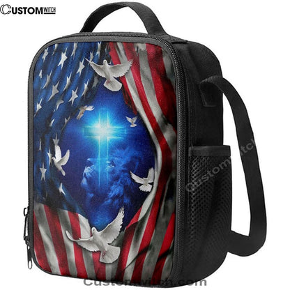 Jesus Lion American Flag Of Faith Lunch Bag, Christian Lunch Box For School, Picnic