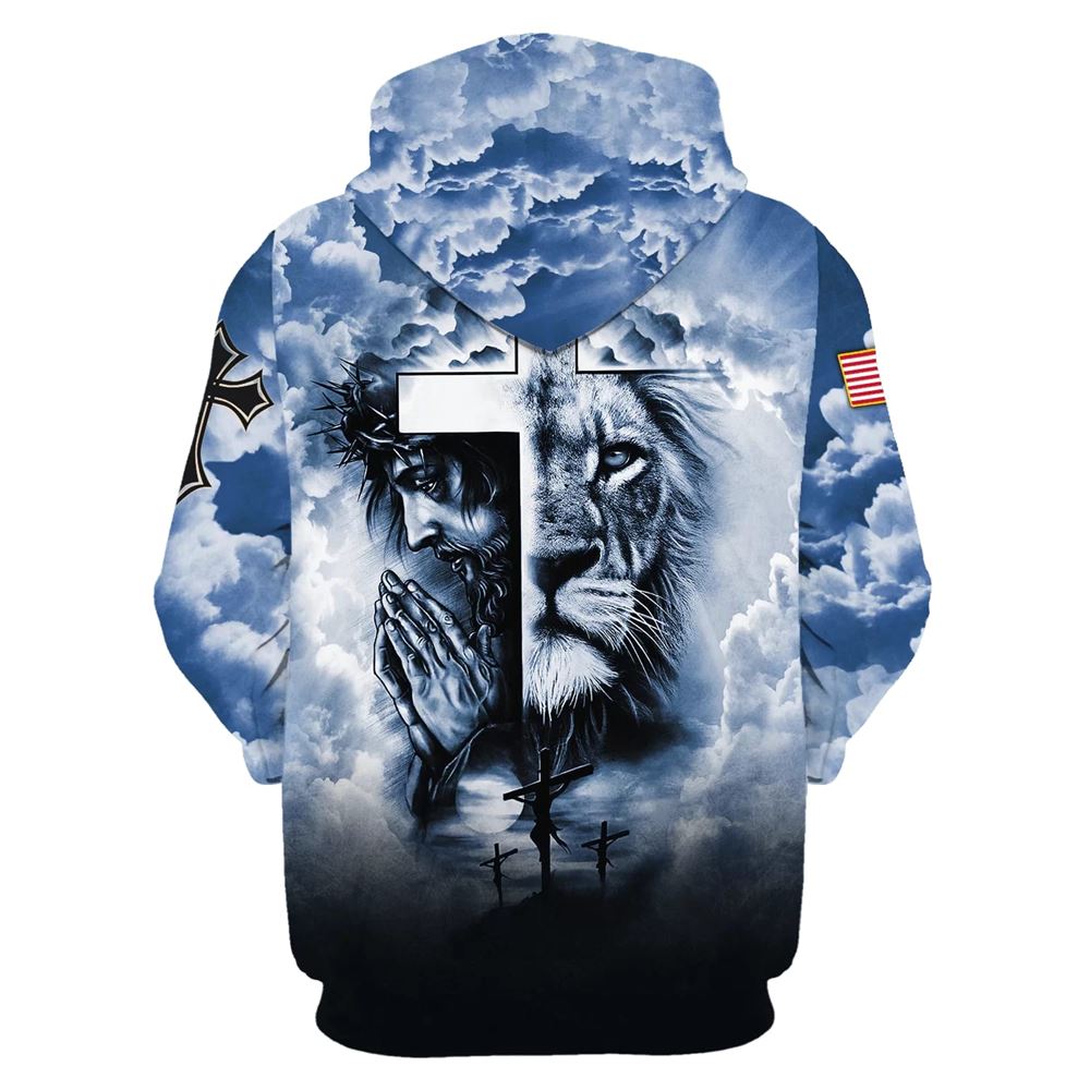 Jesus,  Lion And Cross Hoodie For Men & Women, God 3D Printed Hoodie, Christian Apparel Hoodies
