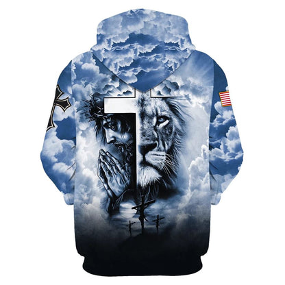 Jesus,  Lion And Cross Hoodie For Men & Women, God 3D Printed Hoodie, Christian Apparel Hoodies