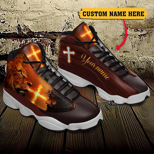 Jesus Lion And Fire Custom Name Jd13 Shoes For Man And Women, Christian Basketball Shoes, Gifts For Christian, God Shoes