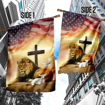 Jesus Lion And Lamb Holy Spirit House Flags, Christian Flag, Scripture Flag, Garden Banner
