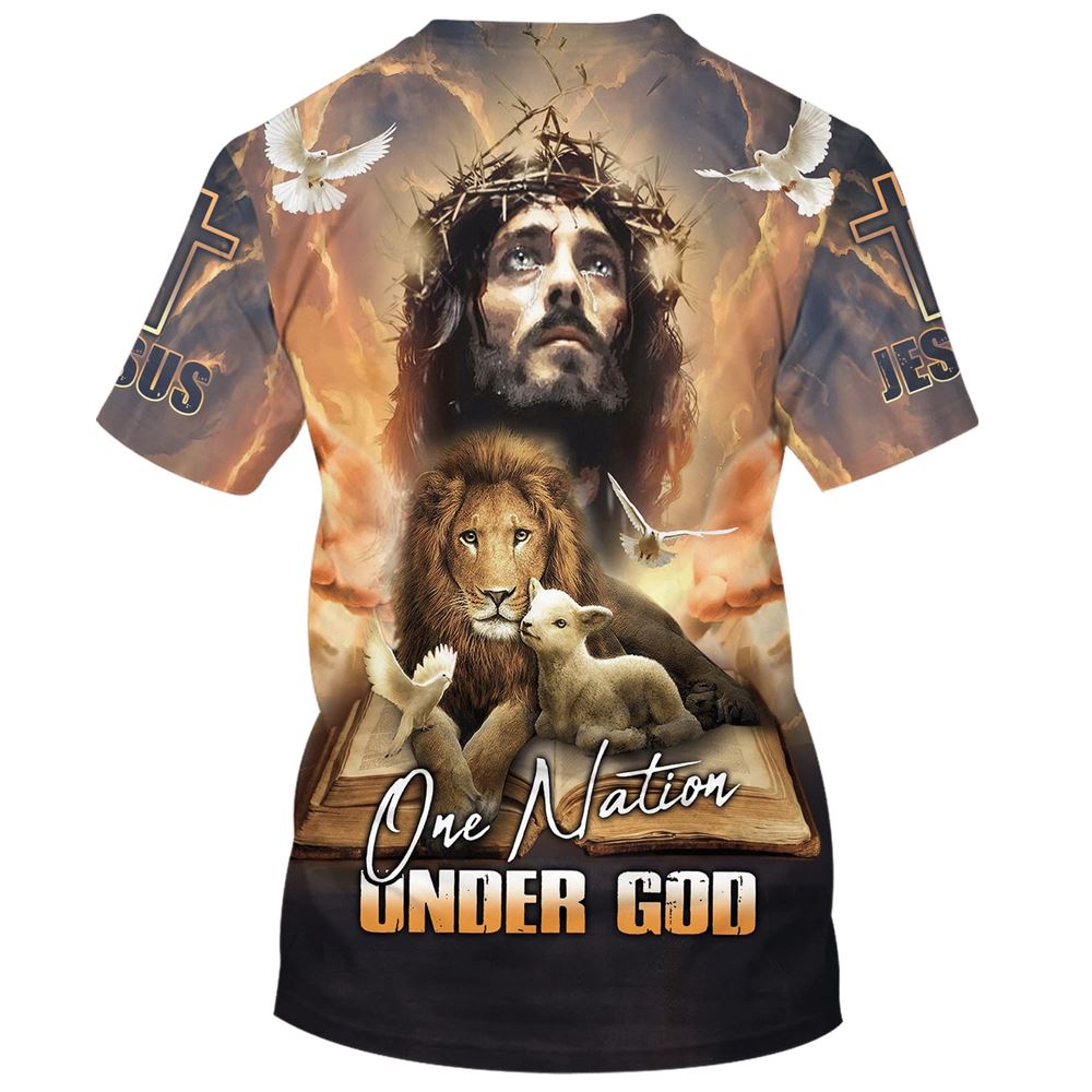Jesus Lion And The Lamb All Over Print 3D T Shirt For Men And Women, Christian T-Shirt, Faith Shirt