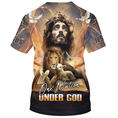 Jesus Lion And The Lamb All Over Print 3D T Shirt For Men And Women, Christian T-Shirt, Faith Shirt