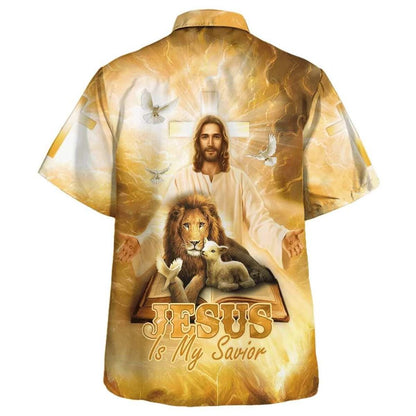 Jesus Lion And The Lamb Jesus Is My Savior Hawaiian Shirt For Men, Christian Hawaiian Shirt, Gift For Christian