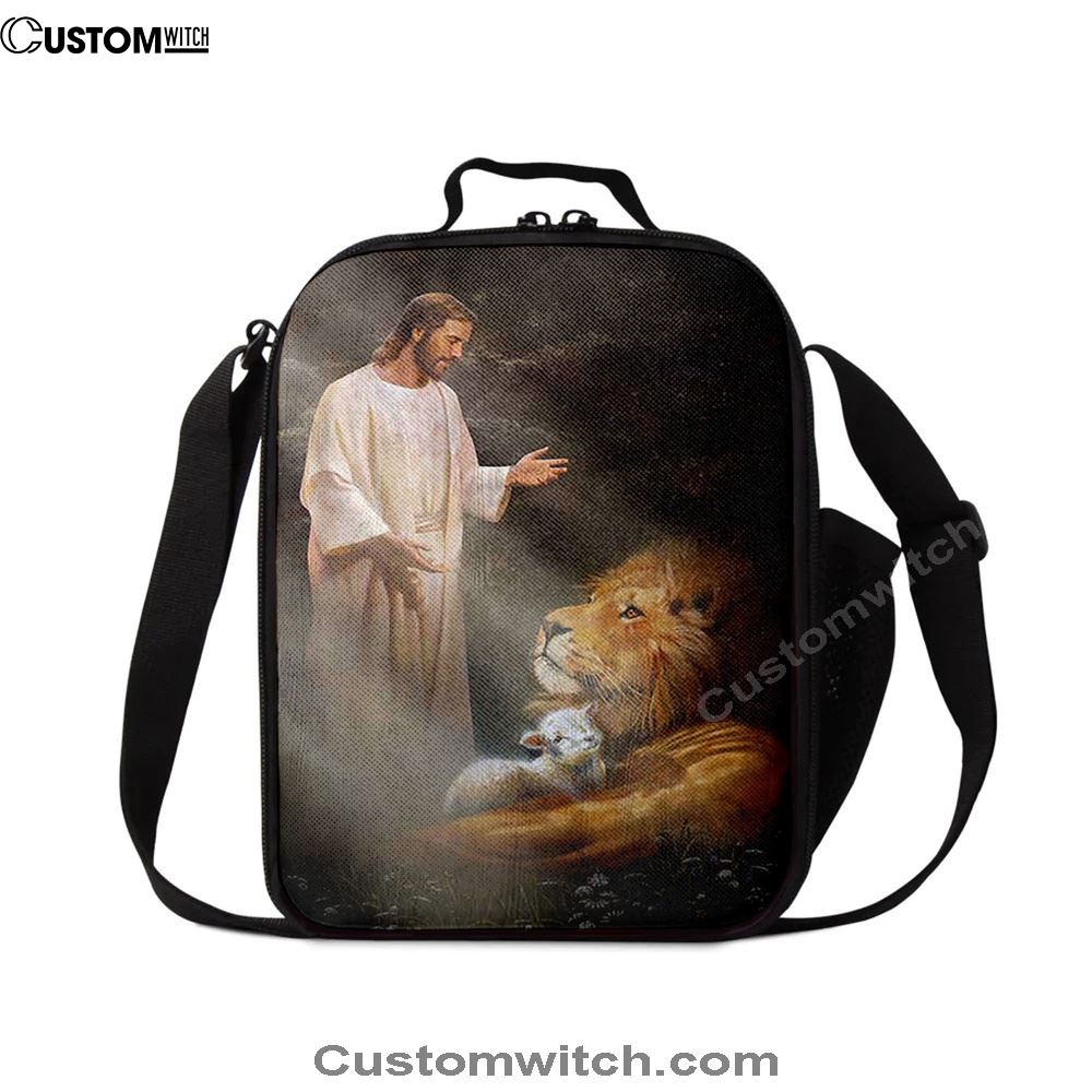 Jesus Lion And The Lambs Lunch Bag, Christian Lunch Box For School, Picnic