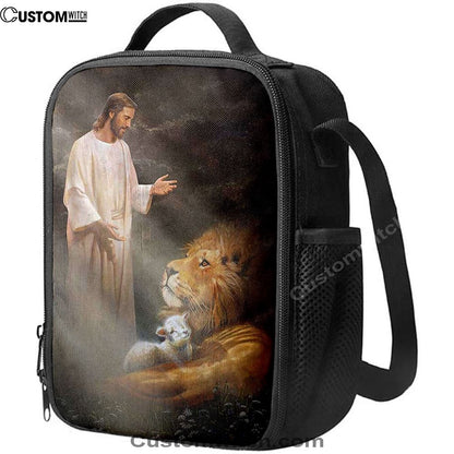 Jesus Lion And The Lambs Lunch Bag, Christian Lunch Box For School, Picnic