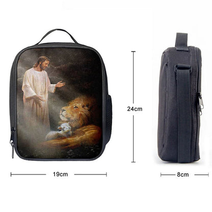 Jesus Lion And The Lambs Lunch Bag, Christian Lunch Box For School, Picnic