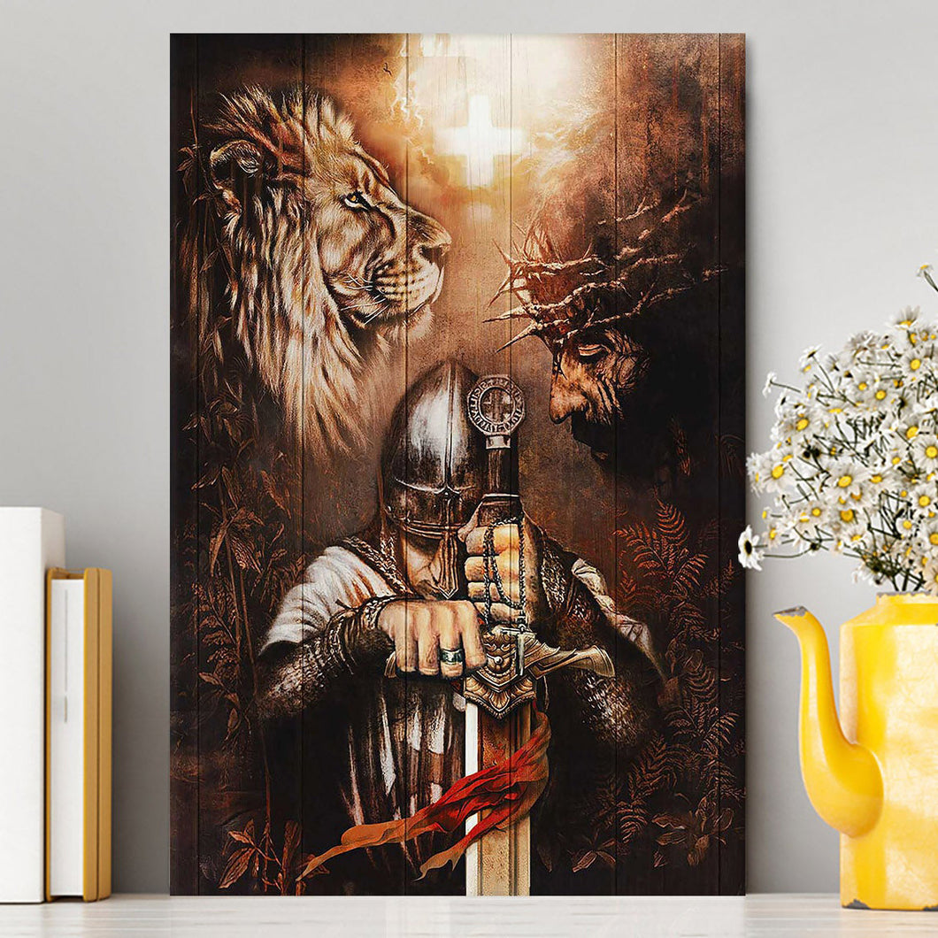 Jesus Lion And Warrior Canvas Art - Christian Art - Bible Verse Wall Art - Religious Home Decor