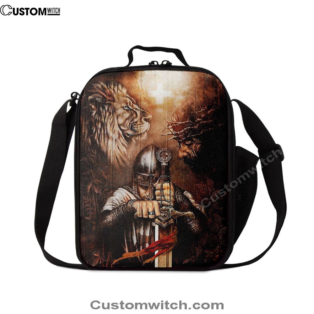 Jesus Lion And Warrior Lunch Bag, Christian Lunch Box For School, Picnic