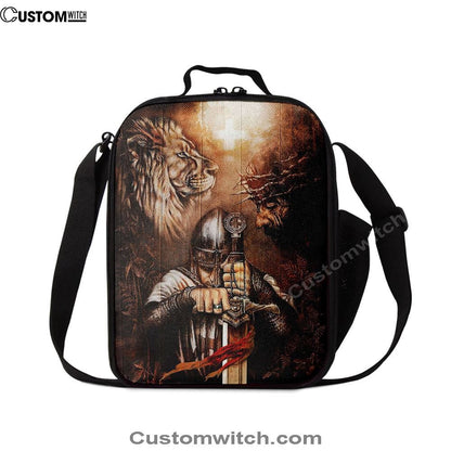 Jesus Lion And Warrior Lunch Bag, Christian Lunch Box For School, Picnic