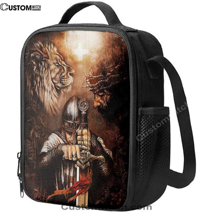 Jesus Lion And Warrior Lunch Bag, Christian Lunch Box For School, Picnic