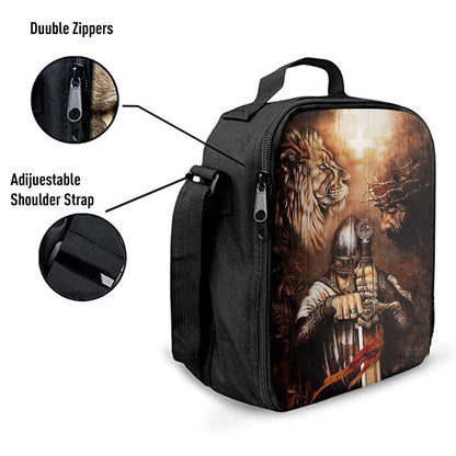 Jesus Lion And Warrior Lunch Bag, Christian Lunch Box For School, Picnic