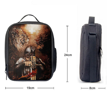 Jesus Lion And Warrior Lunch Bag, Christian Lunch Box For School, Picnic