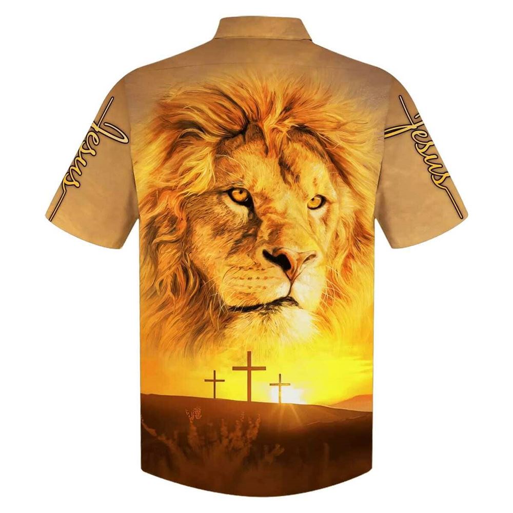 Jesus Lion Christian Cross For Believers Hawaiian Shirt For Men, Christian Hawaiian Shirt, Gift For Christian