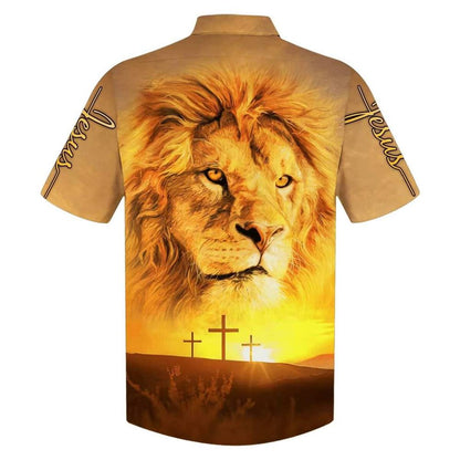 Jesus Lion Christian Cross For Believers Hawaiian Shirt For Men, Christian Hawaiian Shirt, Gift For Christian