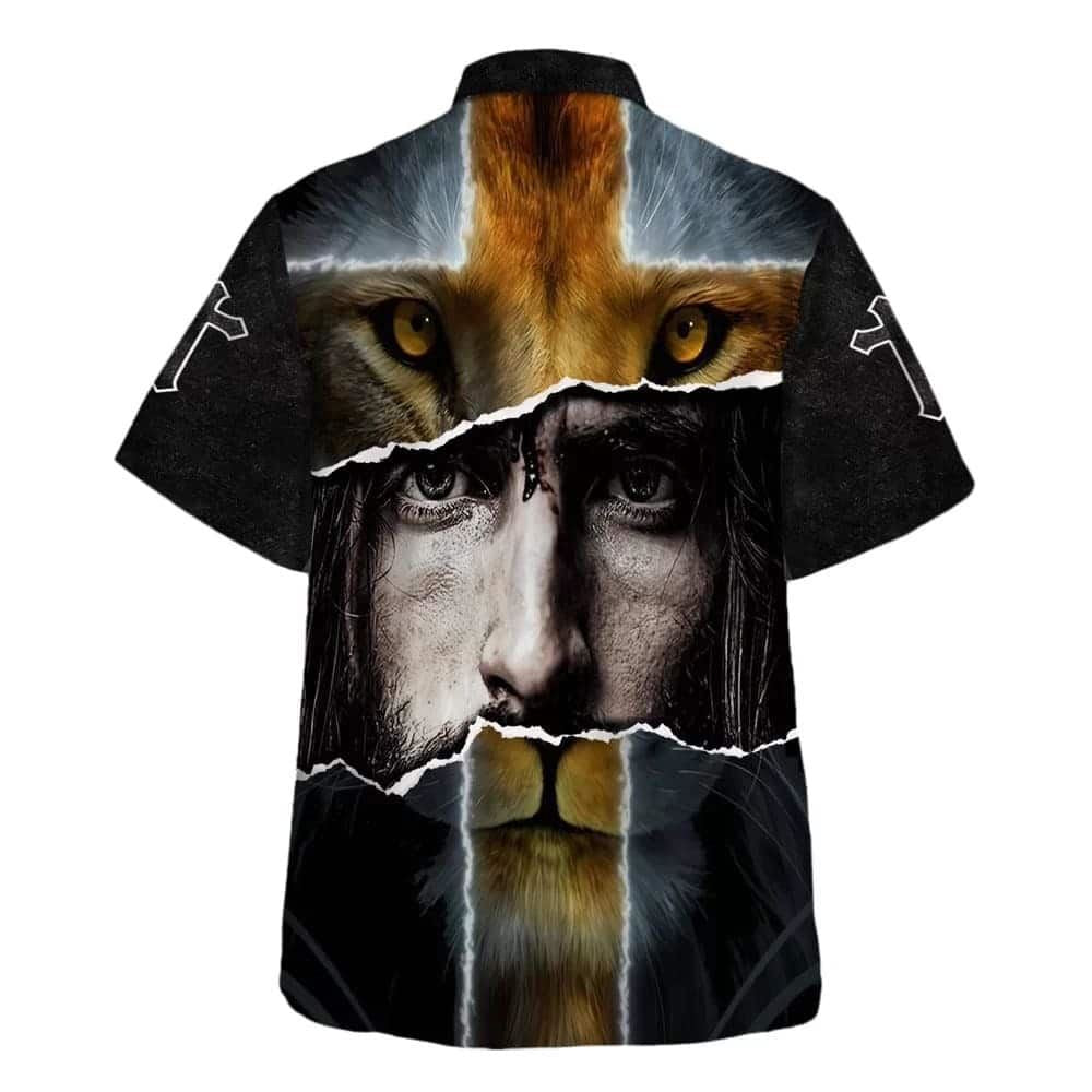 Jesus Lion Cross Christian Faith For Friend Hawaiian Shirt For Men, Christian Hawaiian Shirt, Gift For Christian