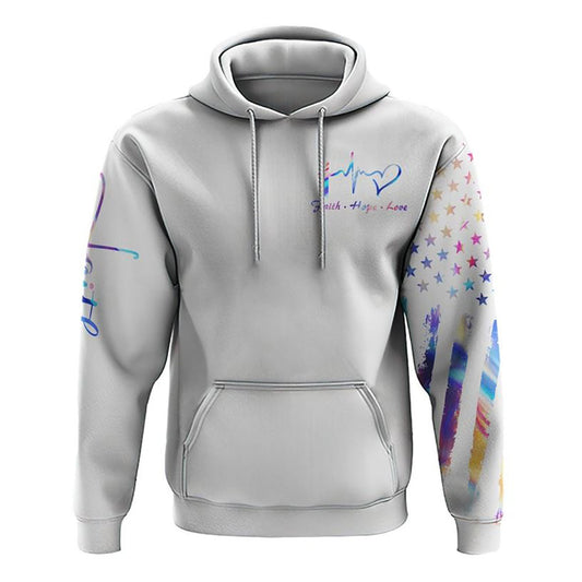 Jesus Lion Cross Colorful Flag All Over Print 3D Hoodie, Christian Hoodie, Christian Sweatshirt, Bible Verse Shirt