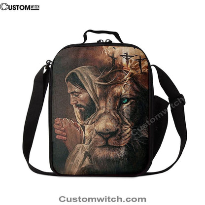 Jesus Lion Cross Eyes Half Jesus Half Lion Lunch Bag, Christian Lunch Box For School, Picnic