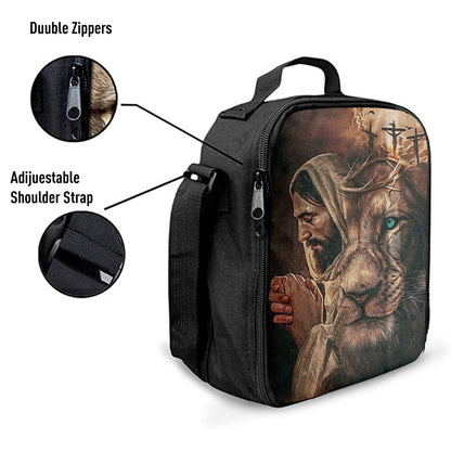 Jesus Lion Cross Eyes Half Jesus Half Lion Lunch Bag, Christian Lunch Box For School, Picnic
