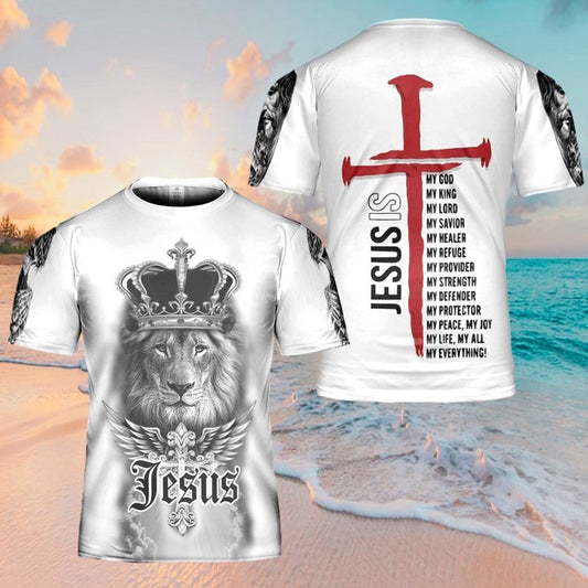Jesus Lion Crown Jesus I My Everything Jesus All Over Print 3D T Shirt For Men And Women, Christian T-Shirt, Faith Shirt