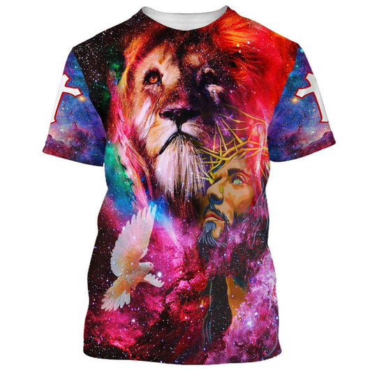 Jesus Lion Dove All Over Print 3D T Shirt For Men And Women, Christian T-Shirt, Faith Shirt