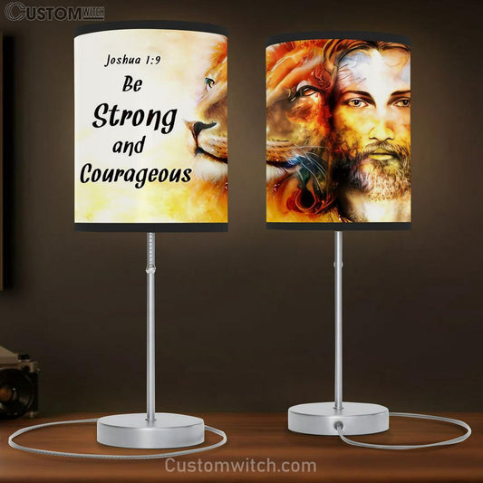 Jesus Lion Face Be Strong And Courageous Table Lamb Art - Lion Table Lamb Wall Decor
