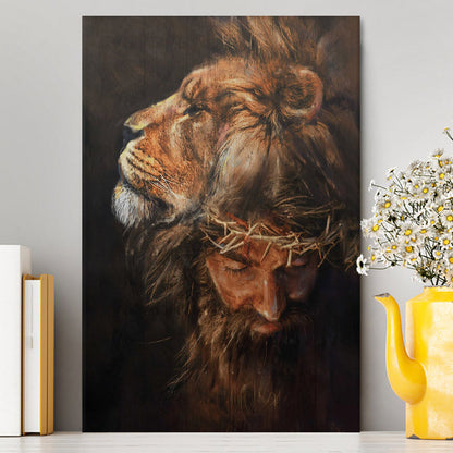 Jesus Lion Head Canvas Wall Art - Jesus Canvas Pictures - Christian Canvas Wall Art