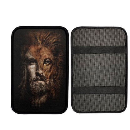 Jesus Lion Head Car Center Console Cover, Bible Car Armrest Pad, God Car Armrest Accessories