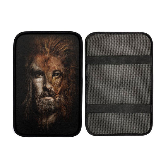 Jesus Lion Head Car Center Console Cover, Bible Car Armrest Pad, God Car Armrest Accessories