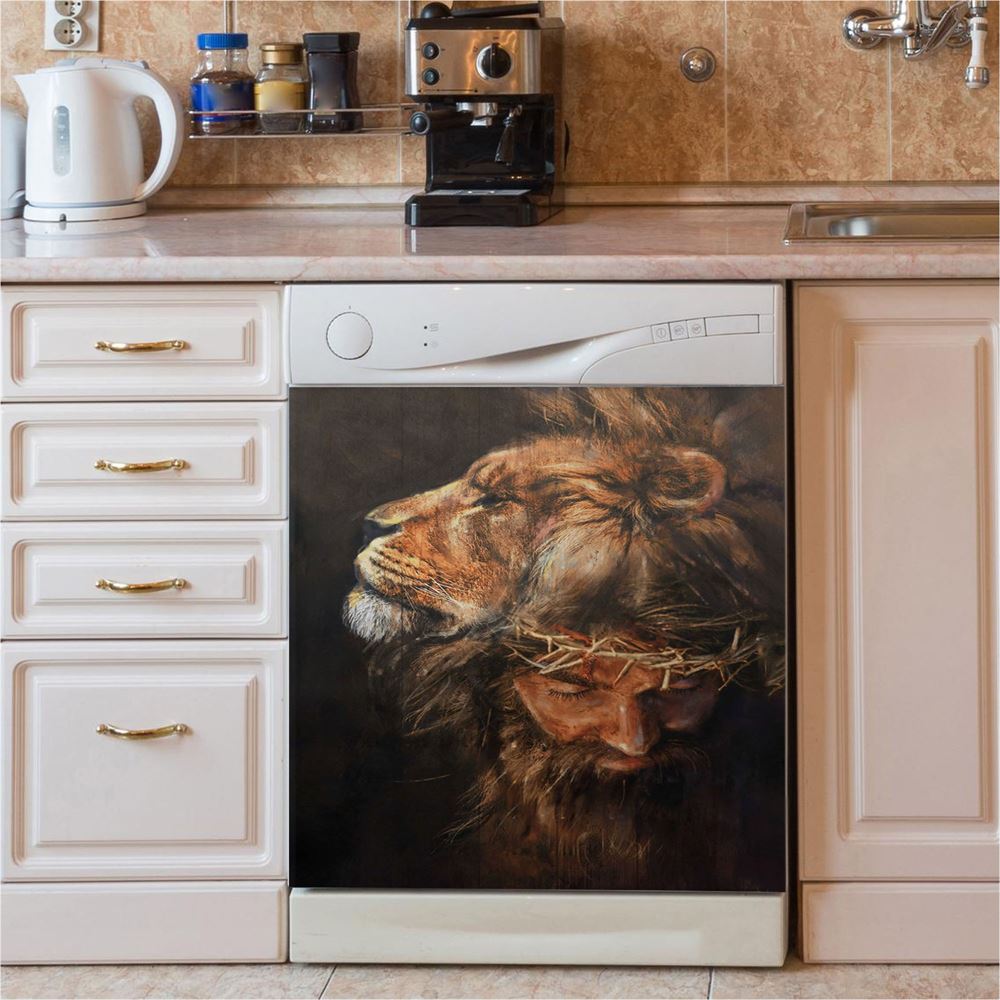 Jesus Lion Head Dishwasher Cover, Jesus Dishwasher Stickers, Christian Kitchen Decor