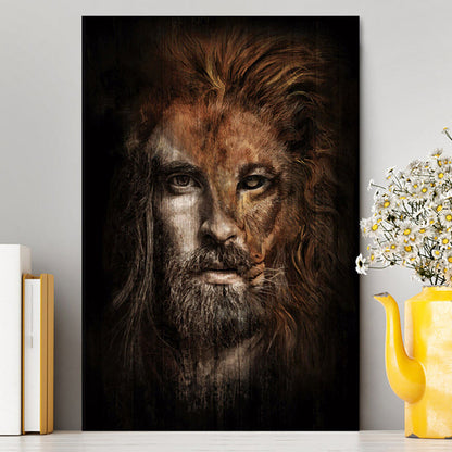 Jesus Lion Head Wall Art Canvas - Jesus Portrait Canvas Prints - Christian Wall Art