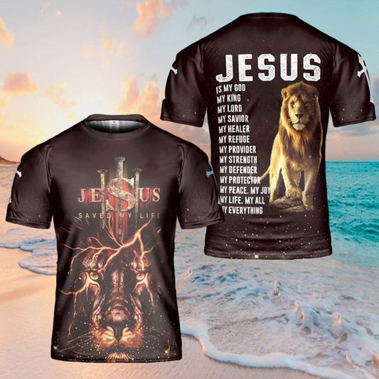 Jesus Lion Jesus Is My God Jesus All Over Print 3D T Shirt For Men And Women, Christian T-Shirt, Faith Shirt