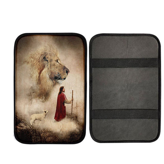 Jesus Lion King And Lamb Car Center Console Cover, God Car Armrest Accessories