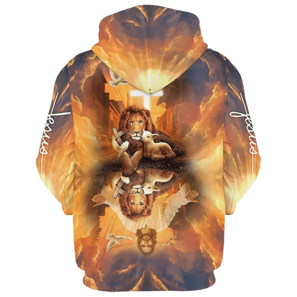 Jesus Lion King And Lamb Cross 3D Hoodies Jesus Hoodie Men & Women, God 3D Printed Hoodie, Christian Apparel Hoodies