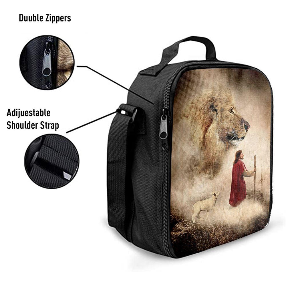 Jesus Lion King And Lamb Lunch Bag, Christian Lunch Box For School, Picnic