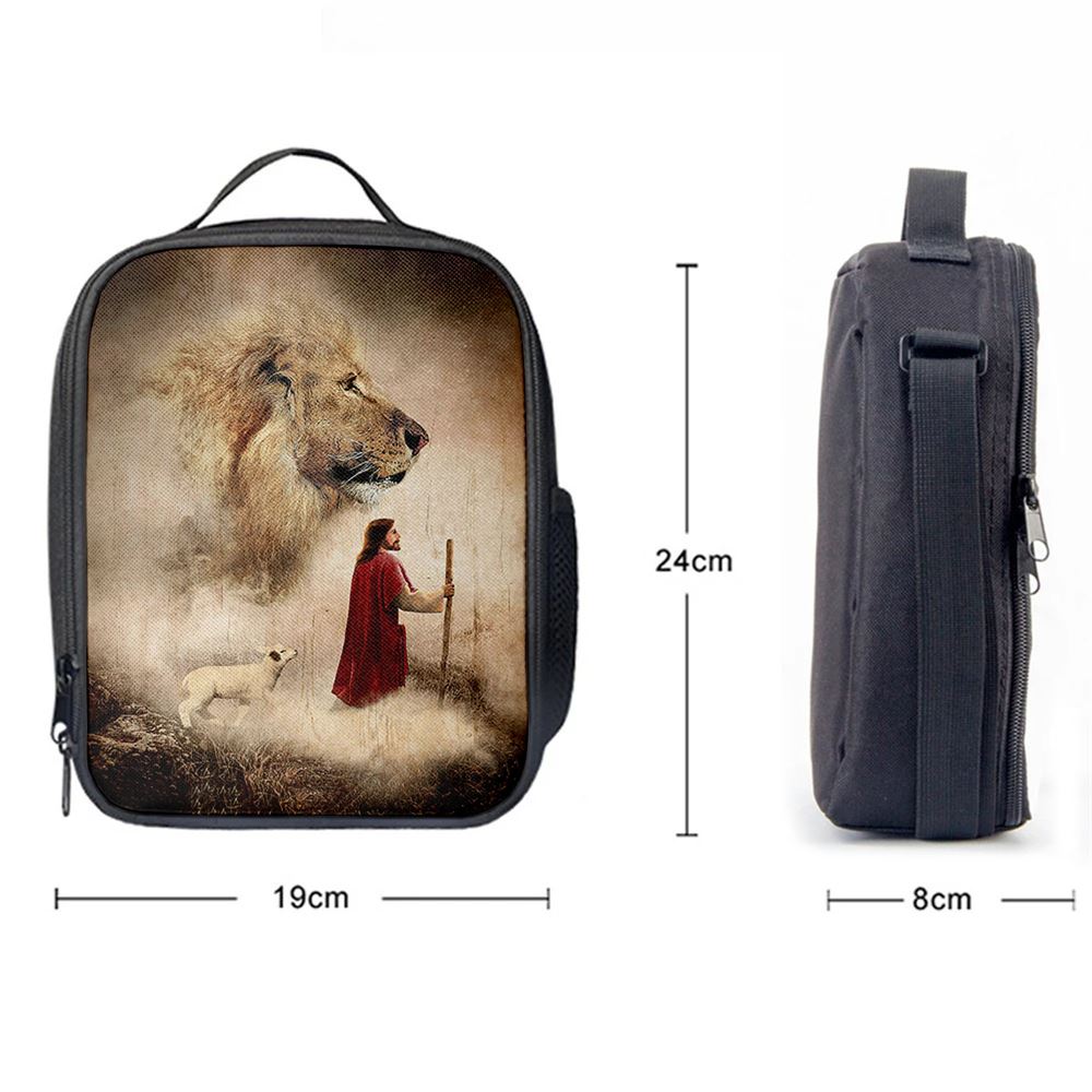 Jesus Lion King And Lamb Lunch Bag, Christian Lunch Box For School, Picnic