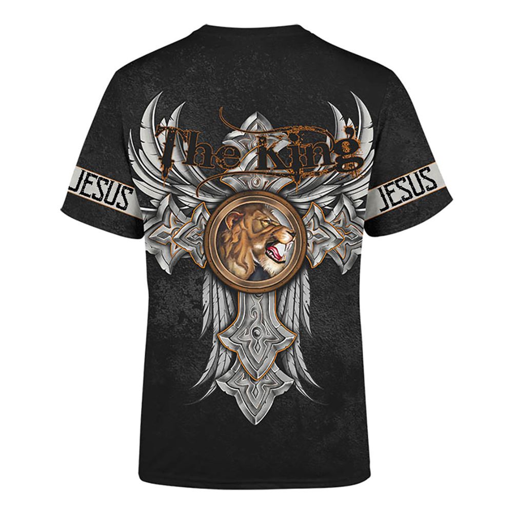 Jesus Lion King Angel Wing Tattoo All Over Print 3D T Shirt For Men And Women, Christian T-Shirt, Faith Shirt
