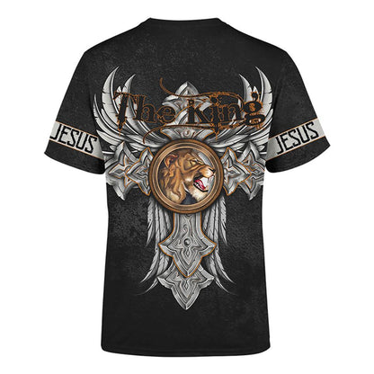 Jesus Lion King Angel Wing Tattoo All Over Print 3D T Shirt For Men And Women, Christian T-Shirt, Faith Shirt