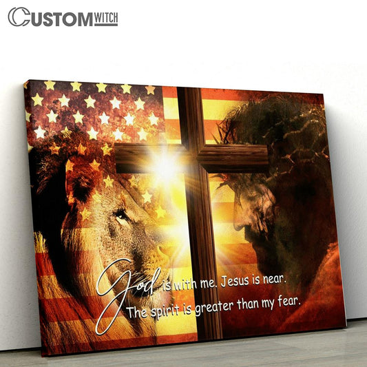 Jesus Lion King Cross God Is With Me Canvas Poster