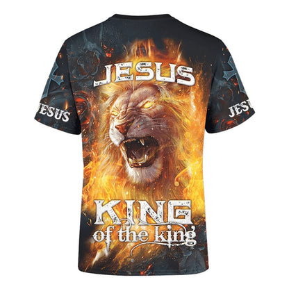 Jesus Lion King Of The Kings Burning Rose All Over Print 3D T Shirt For Men And Women, Christian T-Shirt, Faith Shirt