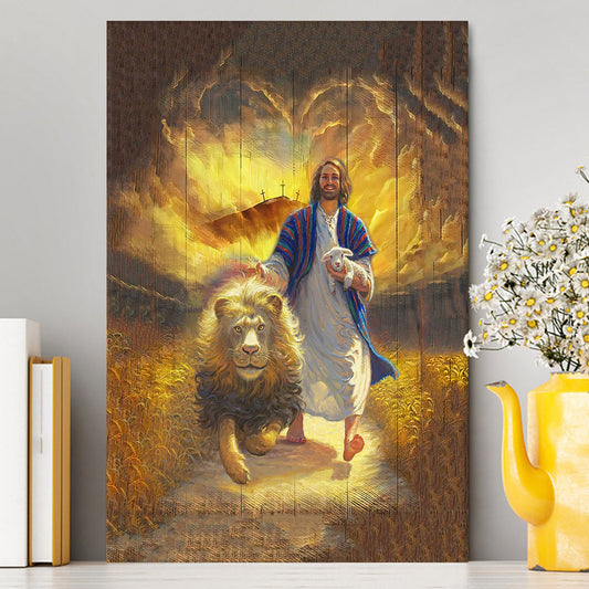 Jesus Lion & Lamb Canvas Wall Art - Christian Wall Canvas - Religious Canvas Prints