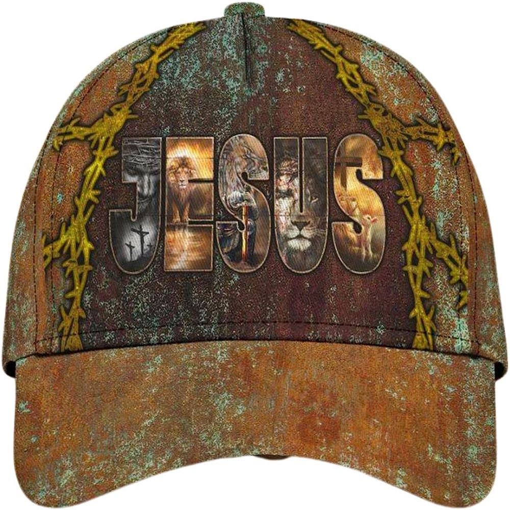 Jesus Lion Lamb Cross Baseball Cap, Christian Baseball Cap, Religious Cap, Jesus Gift, Jesus Hat