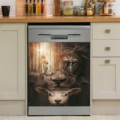 Jesus Lion & Lamb Dishwasher Cover, Jesus Dishwasher Stickers, Christian Kitchen Decor