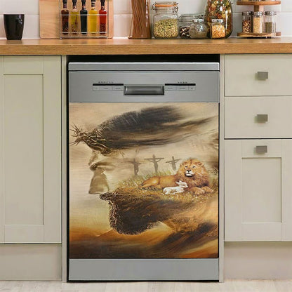Jesus & Lion & Lamb Dishwasher Cover, Jesus Dishwasher Stickers, Christian Kitchen Decor